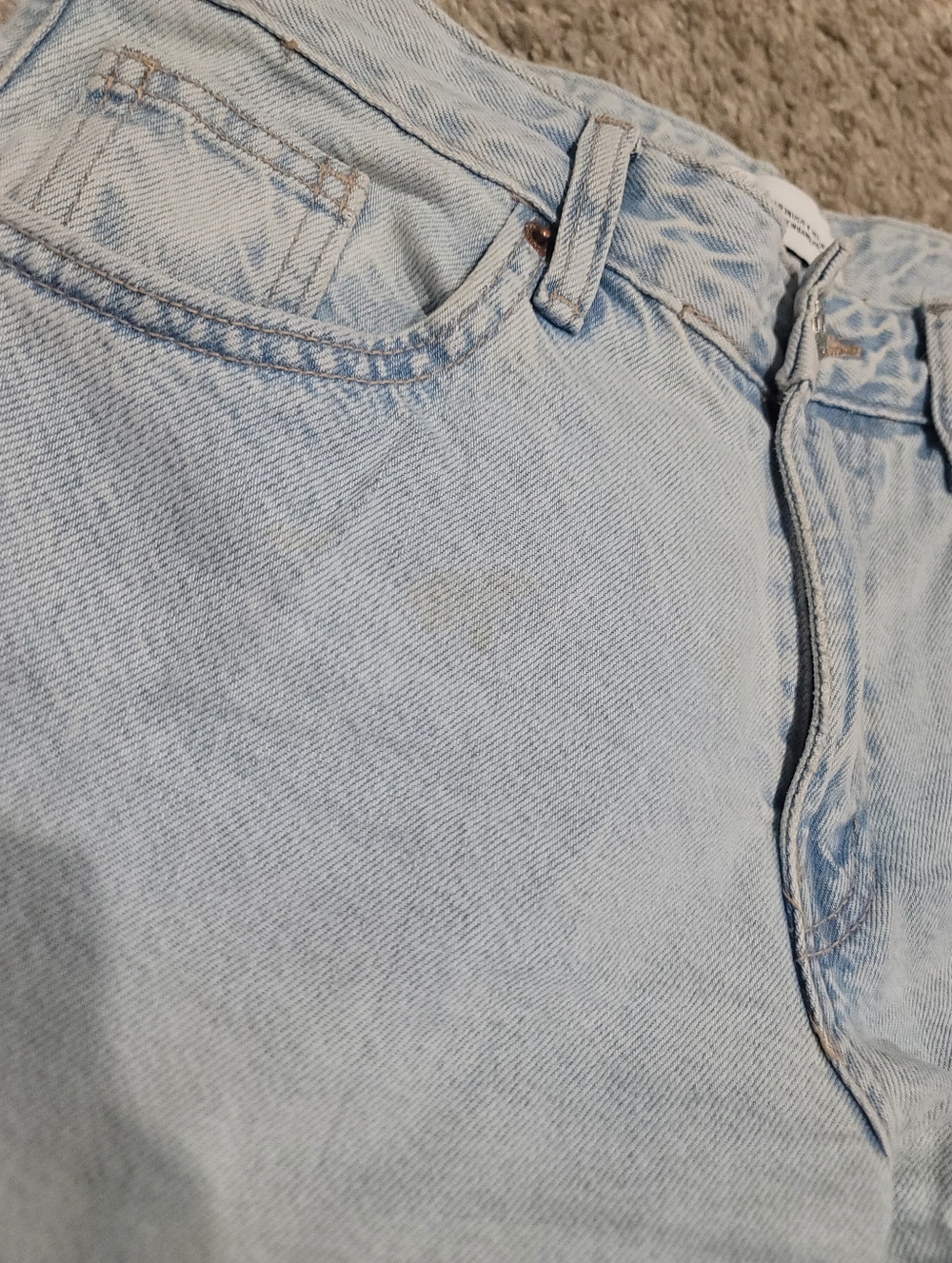 Zara Mid Rise Light Blue Wash TRF Belt Loop Cargo Wide Leg Jeans 4 - Picture 11 of 11